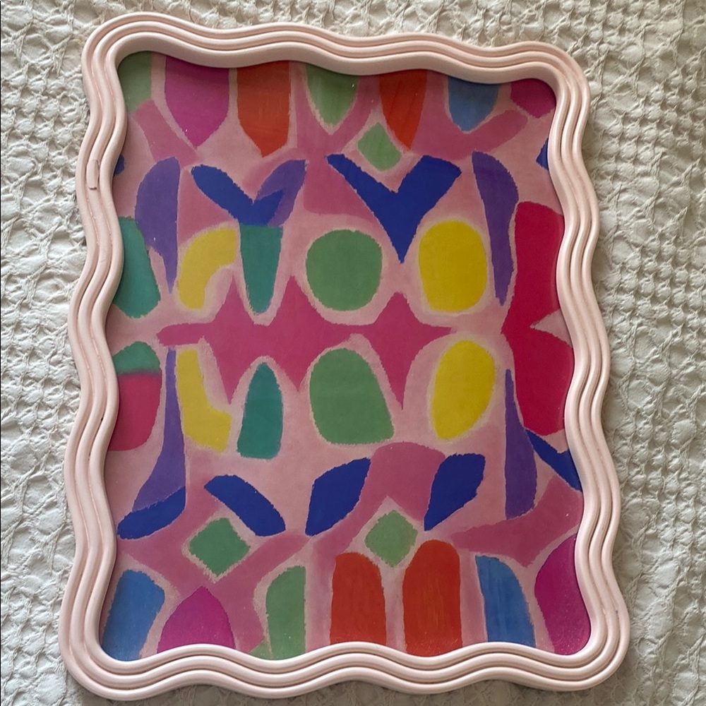 Colorful Abstract Art with Pink Frame
